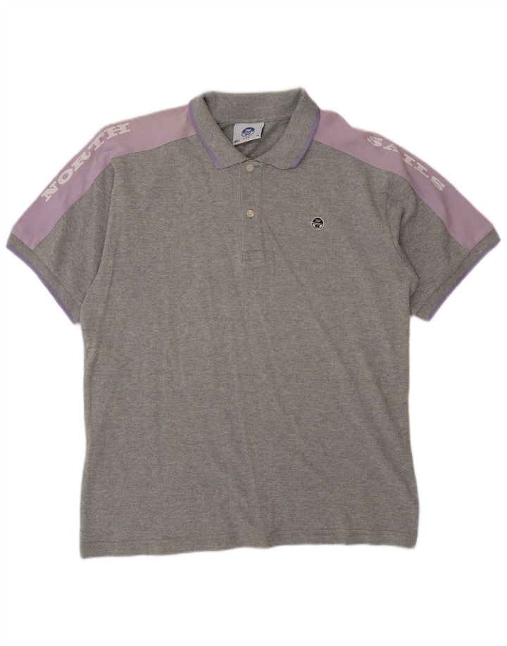 Camisa polo masculina North Sails gráfica cinza médio algodão colorblock
