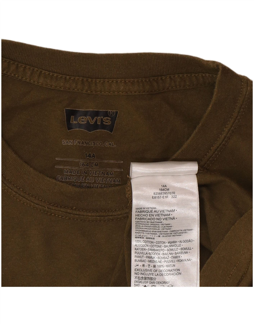 Camiseta Levi's Boys Graphic 13-14 Anos Algodão Cáqui