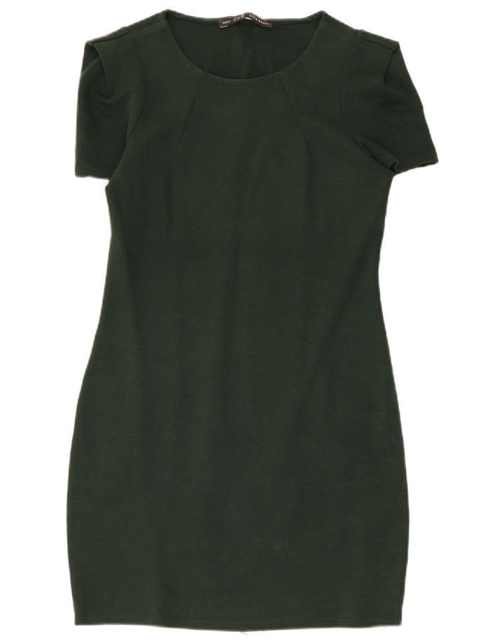 Vestido bainha feminino Zara Reino Unido 12 verde médio