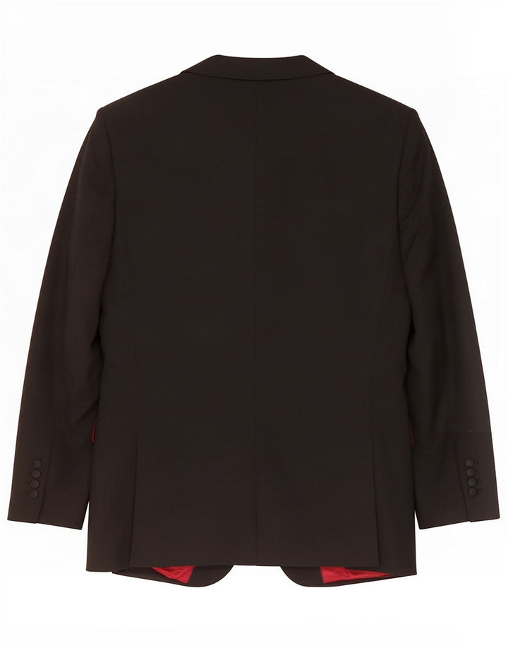 Jaqueta blazer masculina de 2 botões Marks & Spencer Reino Unido 40 poliéster preto médio