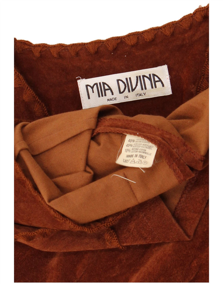 Colete feminino vintage UK 10 viscose marrom pequena