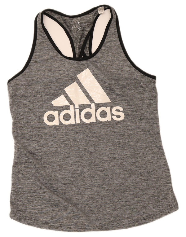 Adidas Womens Graphic Vest Top UK 16/18 Grande Cinza Poliéster