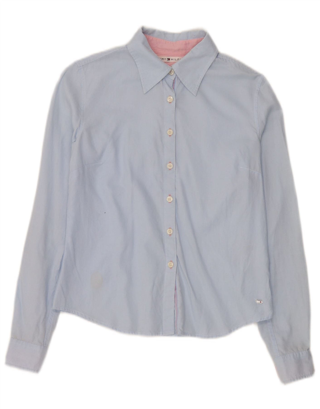 Camisa feminina Tommy Hilfiger US 4 pequena azul algodão