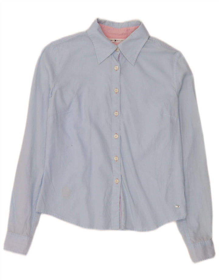 Camisa feminina Tommy Hilfiger US 4 pequena azul algodão