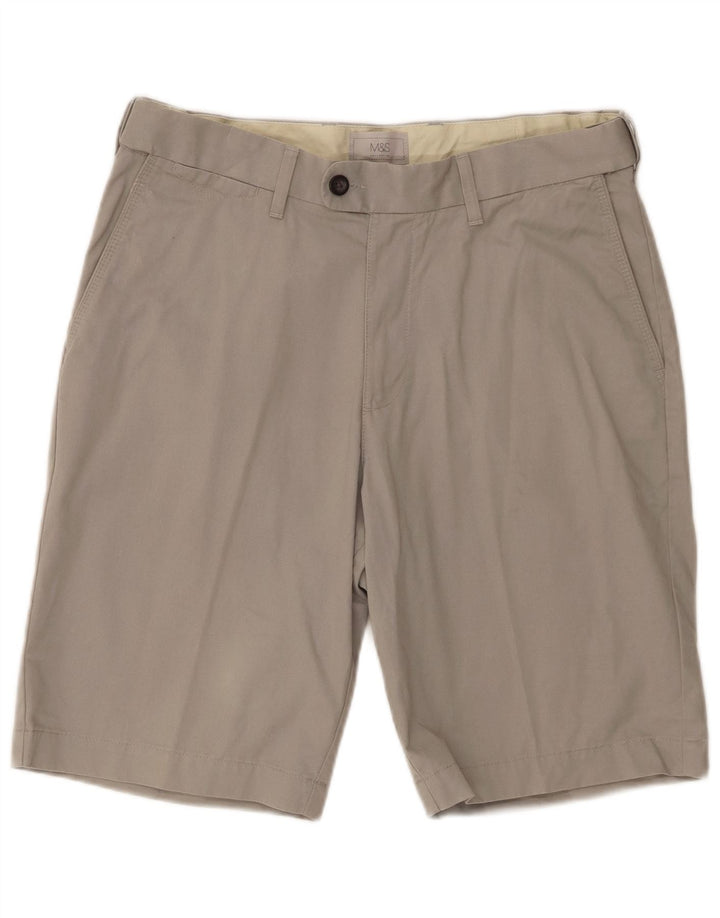 Shorts chino masculino Marks & Spencer W34 grande algodão cinza