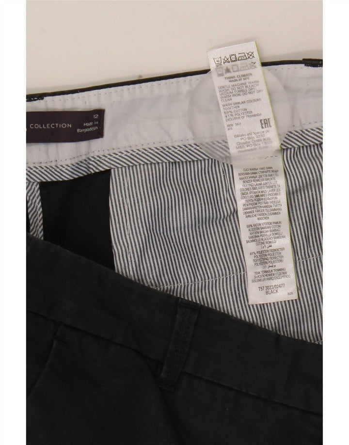Shorts chino feminino Marks & Spencer UK 12 médio W32 algodão preto