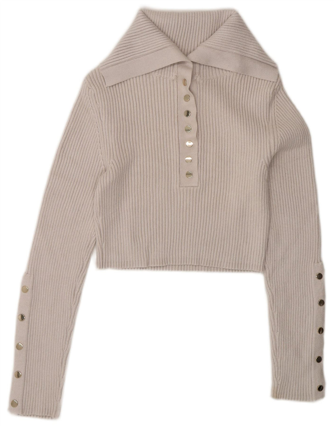 Zara Top curto feminino manga comprida Reino Unido 12 viscose branca média