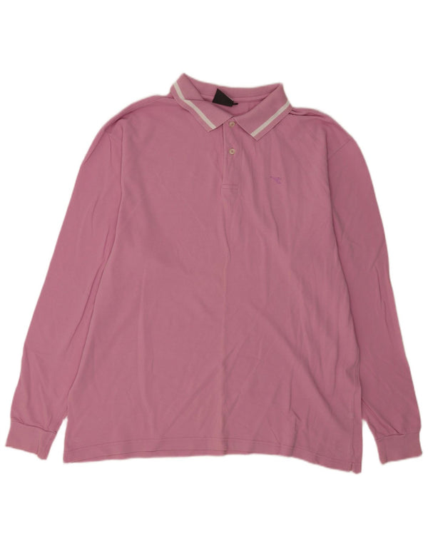 Camisa polo masculina de manga comprida Diadora 2XL algodão rosa