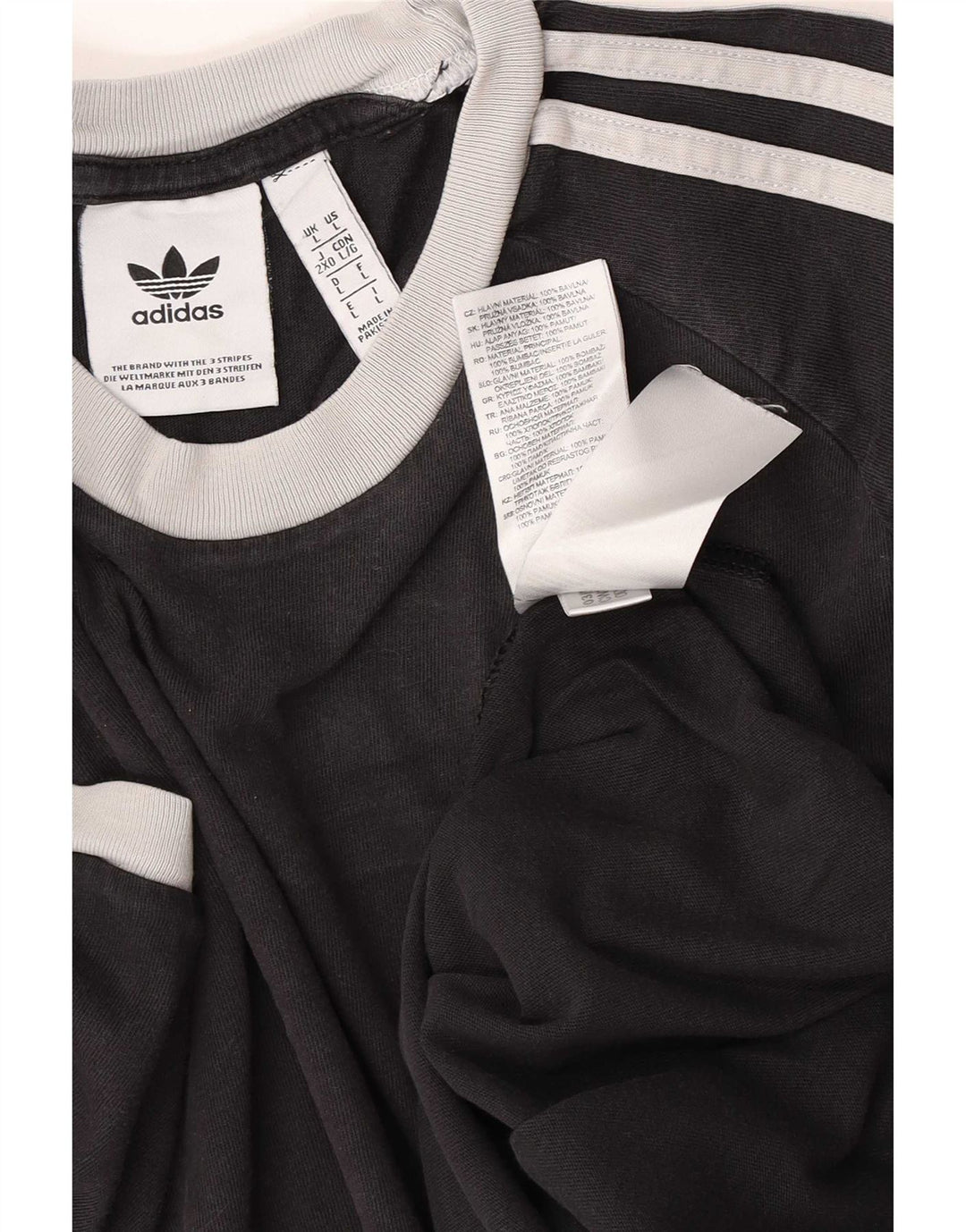 Adidas Mens Camiseta Top Grande Algodão Preto