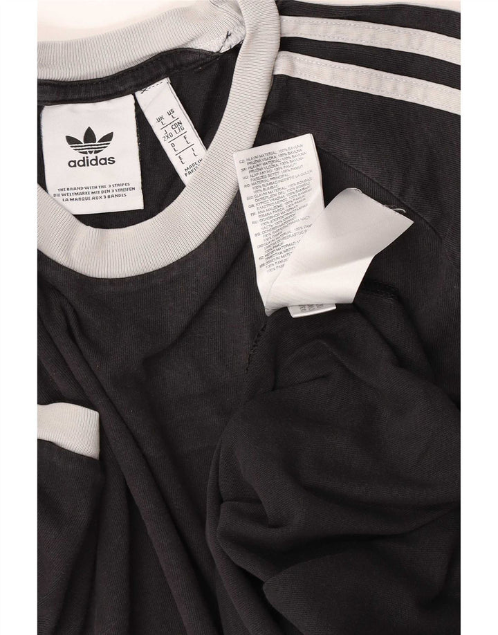 Adidas Mens Camiseta Top Grande Algodão Preto