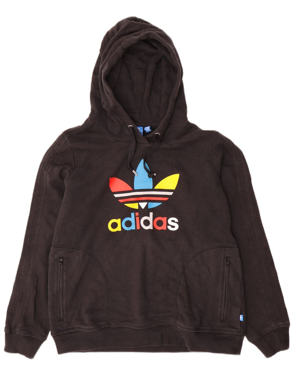 Adidas feminino gráfico moletom com capuz UK 22 3XL algodão preto