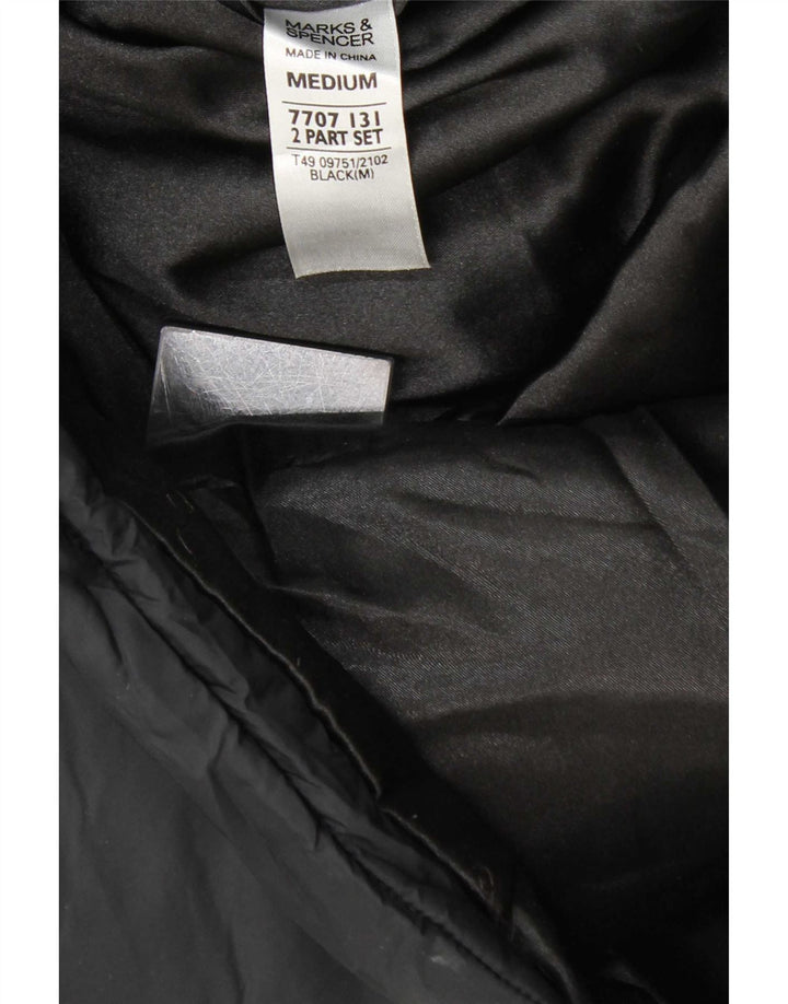 Jaqueta feminina acolchoada com capuz Marks & Spencer UK 14 poliamida preta média