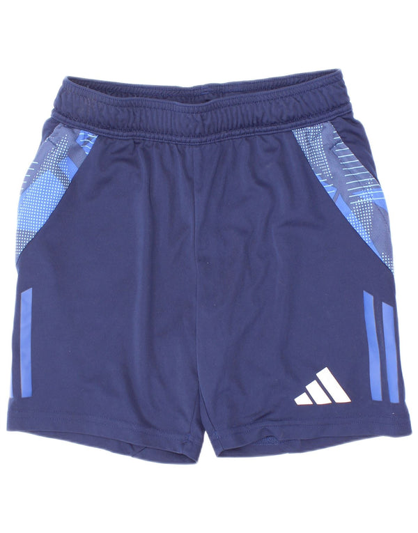 Shorts esportivos Adidas Aeroready para meninos 9-10 anos azul marinho colorblock