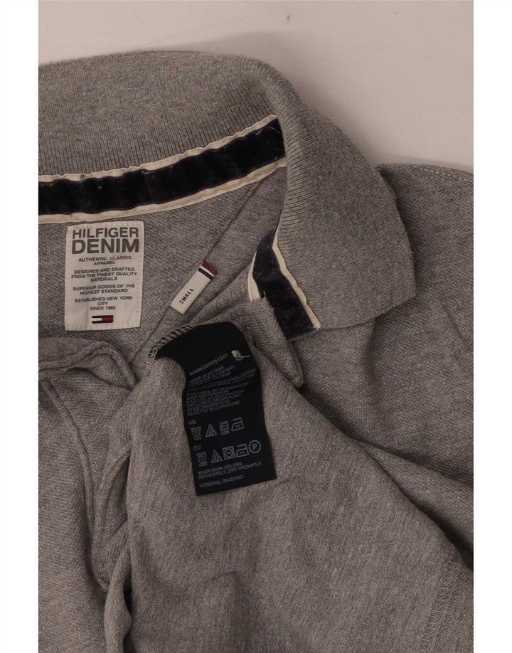 Camisa polo masculina Tommy Hilfiger pequena algodão cinza