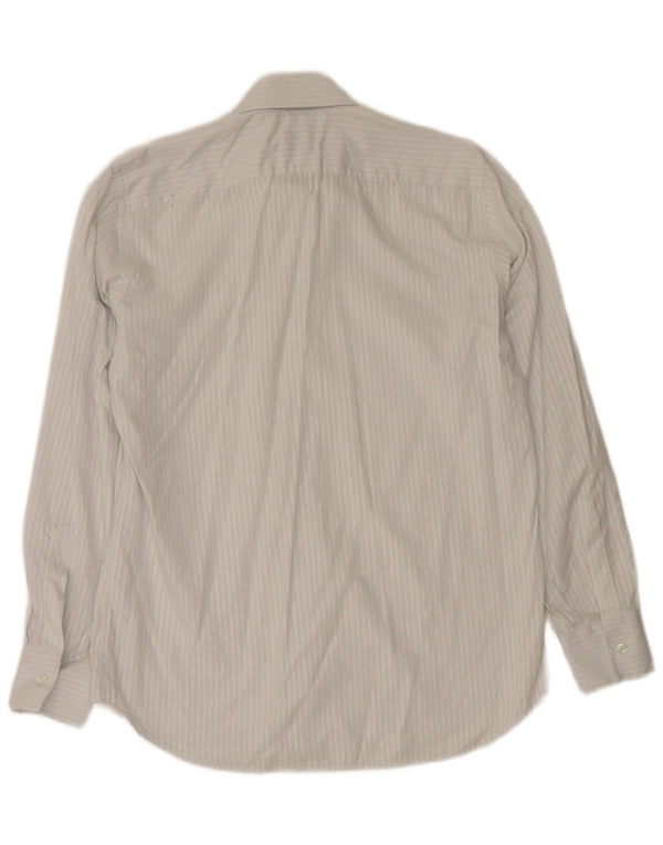 Roccobarocco Mens Shirt Size 40 15 3/4 Medium White Pinstripe Cotton
