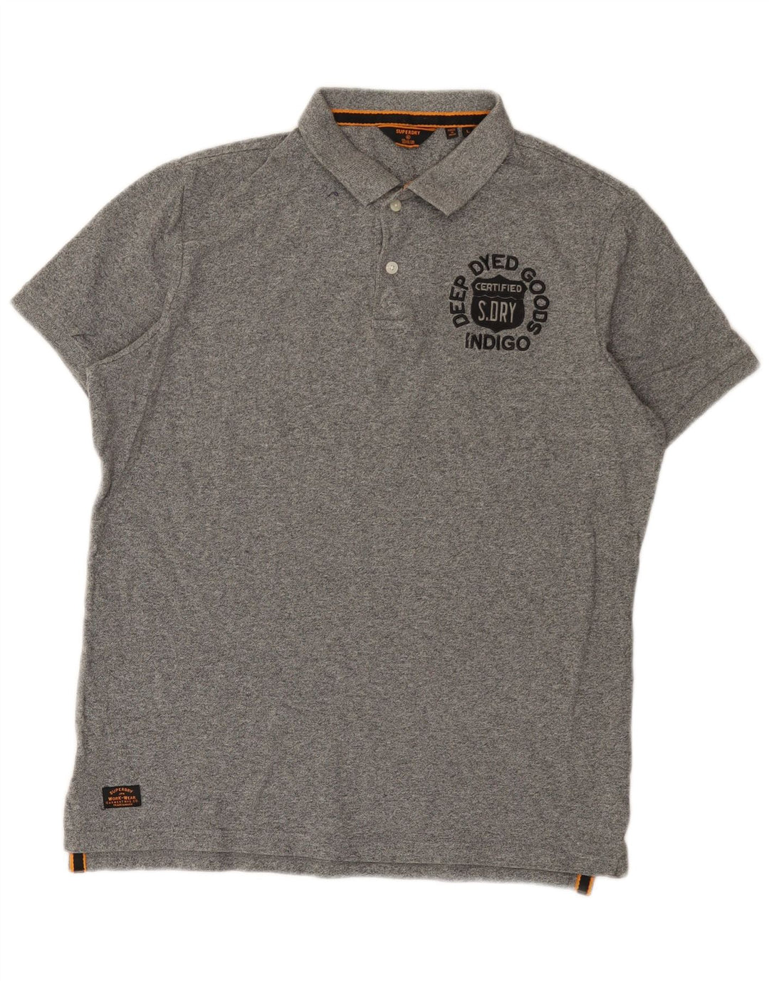 Camisa polo masculina Superdry gráfica grande algodão manchado cinza