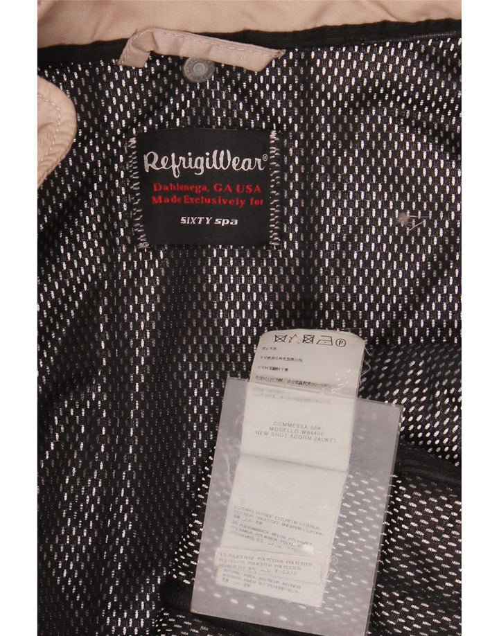 Jaqueta feminina acolchoada com capuz Refrigiwear UK 10 pequena poliamida bege