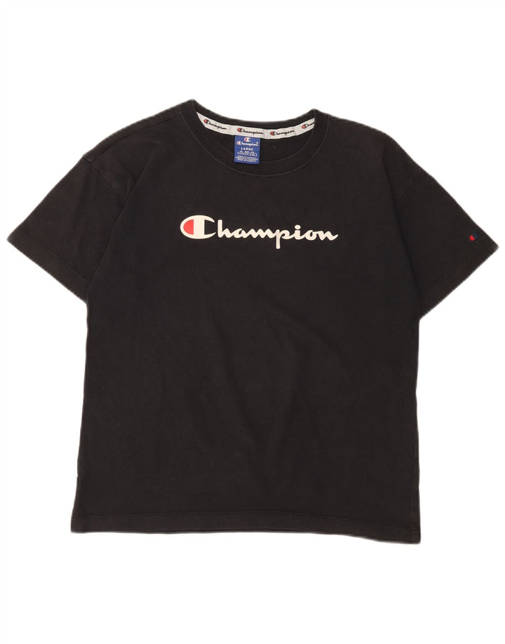 Camiseta feminina com estampa CHAMPION UK 14 grande preta
