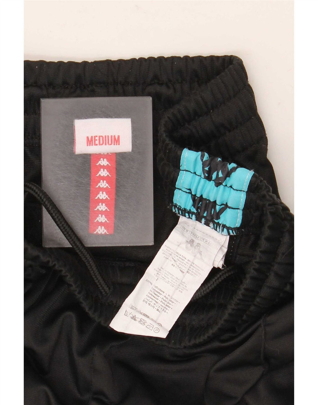 Calça esportiva Kappa masculina gráfica joggers médio preto colorblock