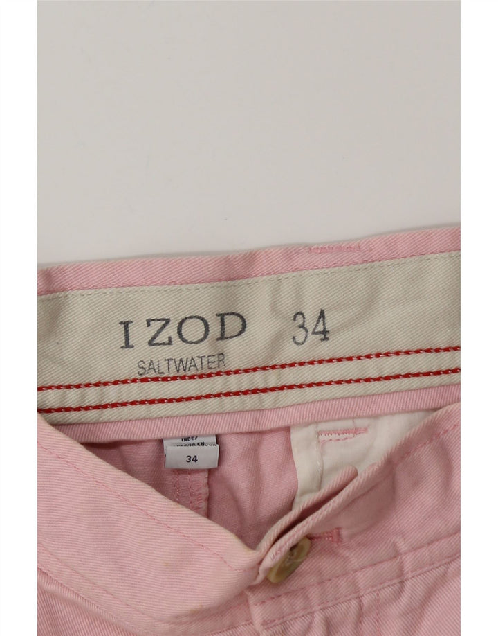 IZOD Mens Chino Shorts W34 Grande Algodão Rosa