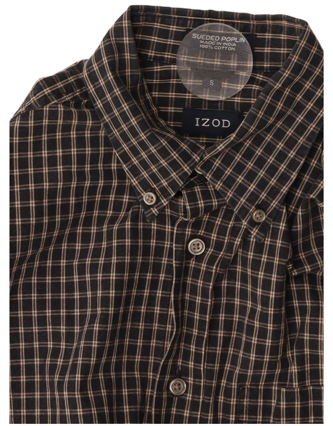 Camisa masculina IZOD pequena xadrez azul marinho de algodão
