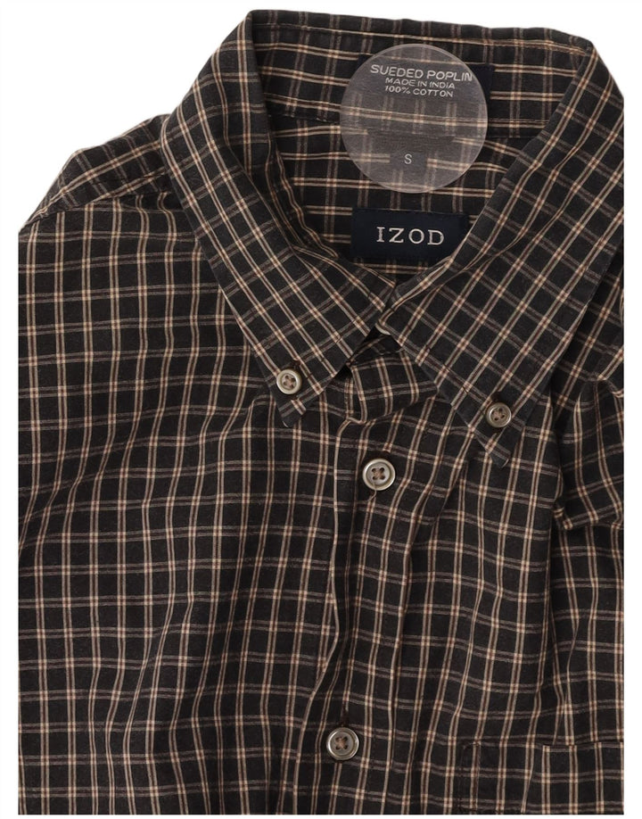 Camisa masculina IZOD pequena xadrez azul marinho de algodão