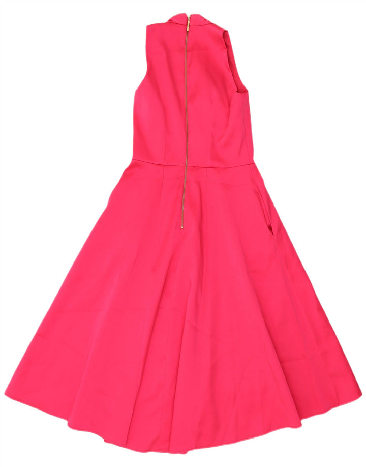 CLOSET Vestido feminino sem mangas evasê UK 8 pequeno poliéster rosa
