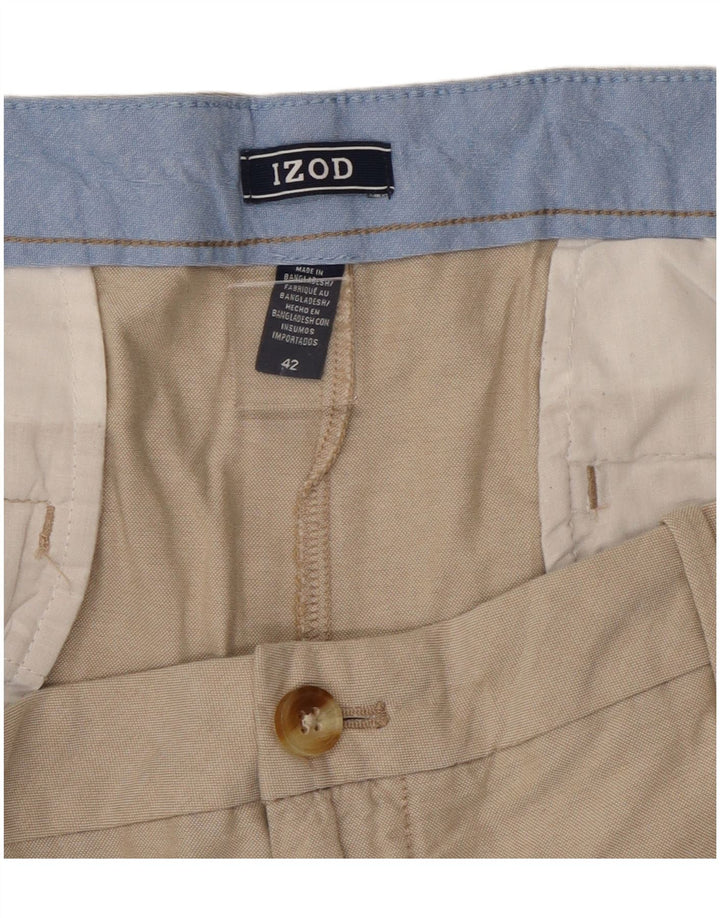 Izod Mens Chino Shorts W42 2XL Algodão Bege