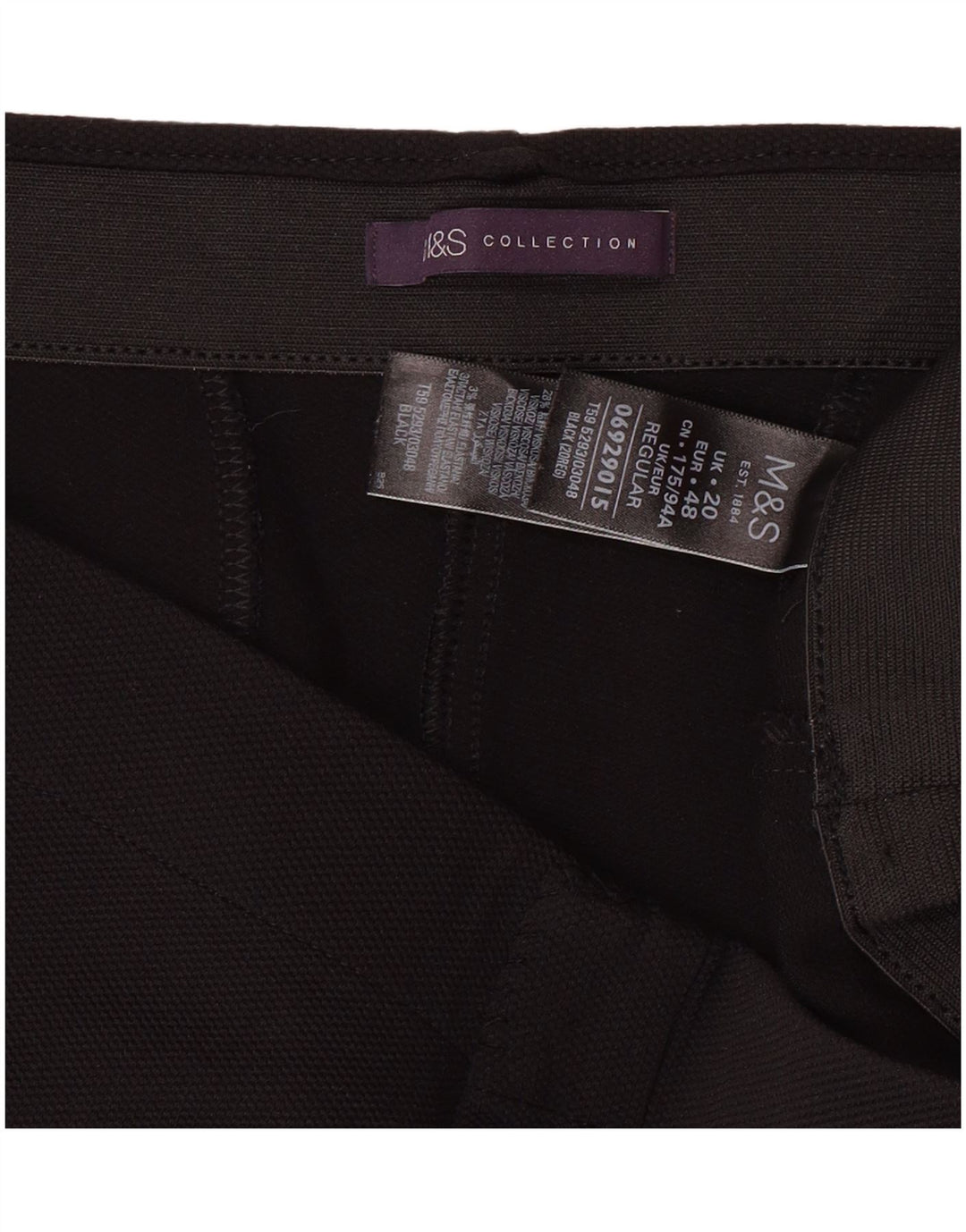 Calça feminina MARKS & SPENCER com estribo UK 20 2XL W34 L28 poliamida preta