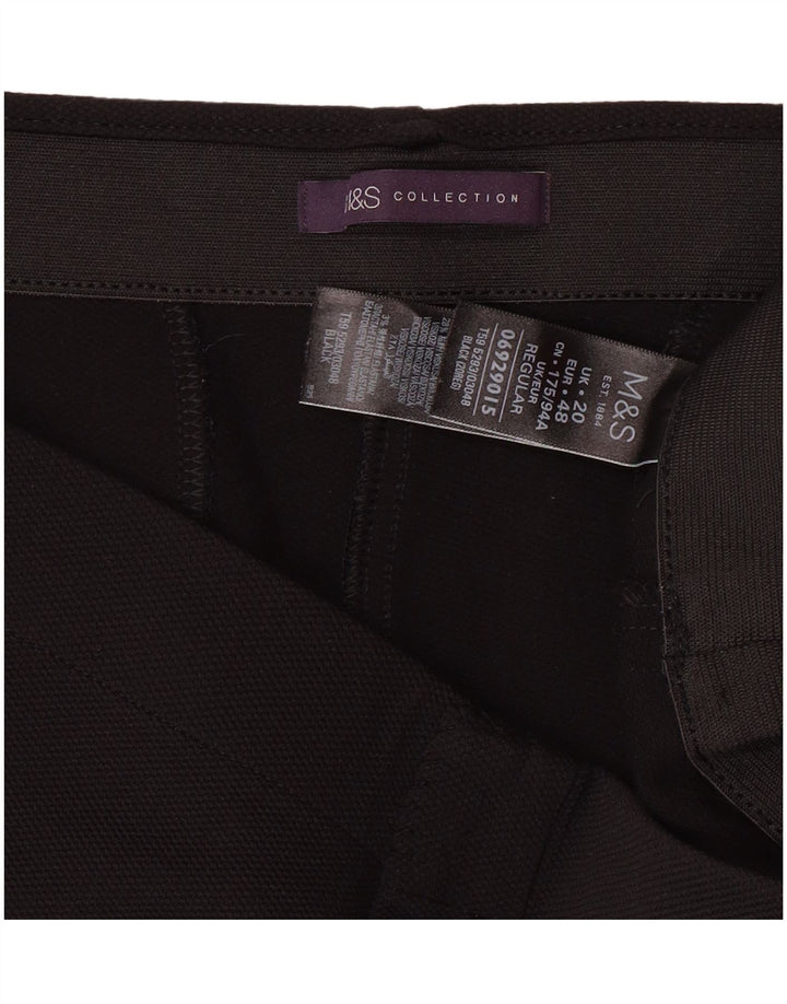 Calça feminina MARKS & SPENCER com estribo UK 20 2XL W34 L28 poliamida preta