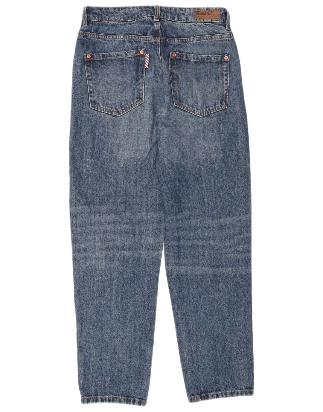 Jeans cônicos femininos BENETTON W26 L27 algodão azul