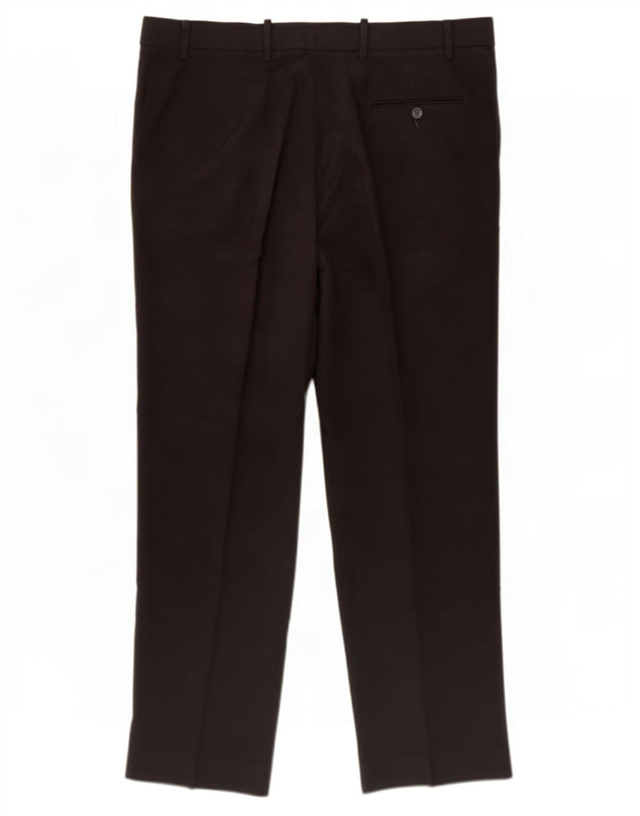 Calça masculina de terno regular Marks & Spencer W38 L31 poliéster preto