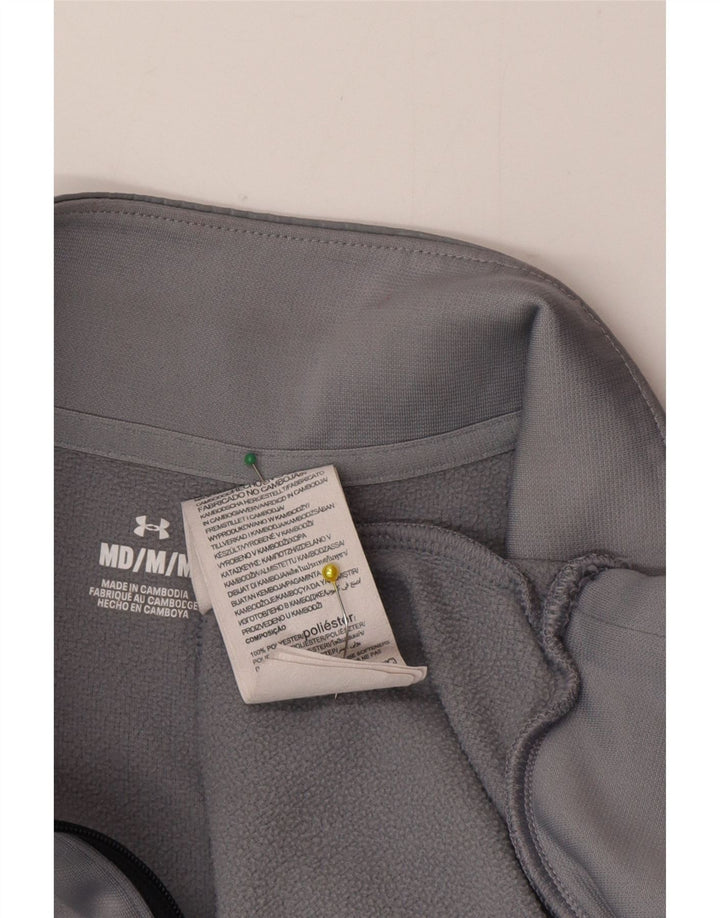 Suéter masculino Under Armour com zíper e pescoço em poliéster cinza médio