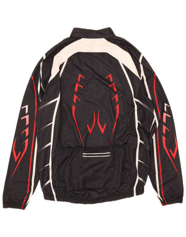 CRANE Mens Zip Neck Pulôver Treino Top IT 52 Grande Preto Geométrico