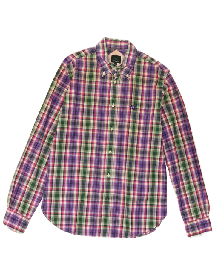 Camisa masculina Henry Cottons tamanho 39 algodão xadrez médio multicolorido