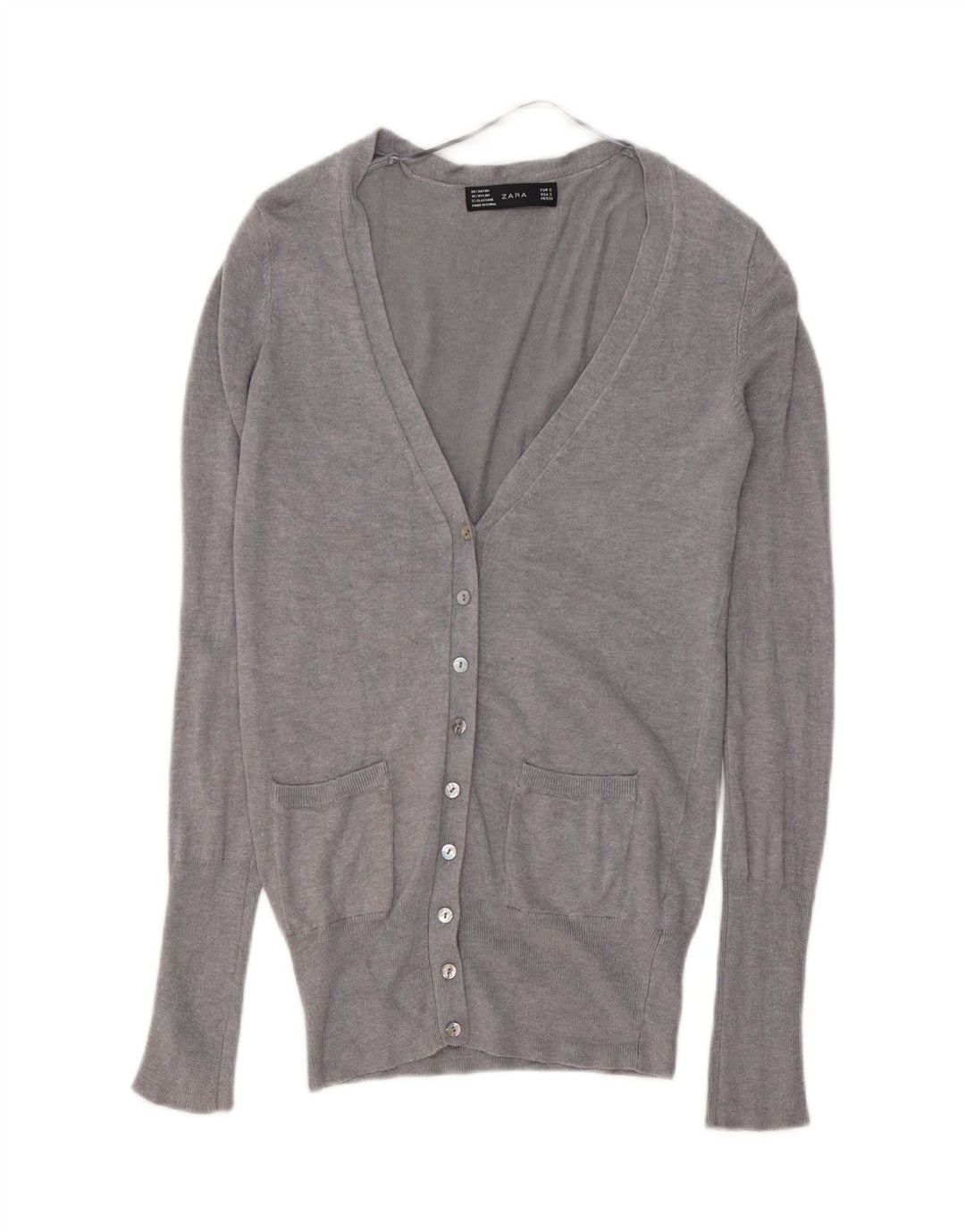 Suéter cardigã feminino ZARA Reino Unido 10 pequeno rayon cinza