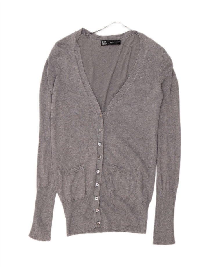 Suéter cardigã feminino ZARA Reino Unido 10 pequeno rayon cinza