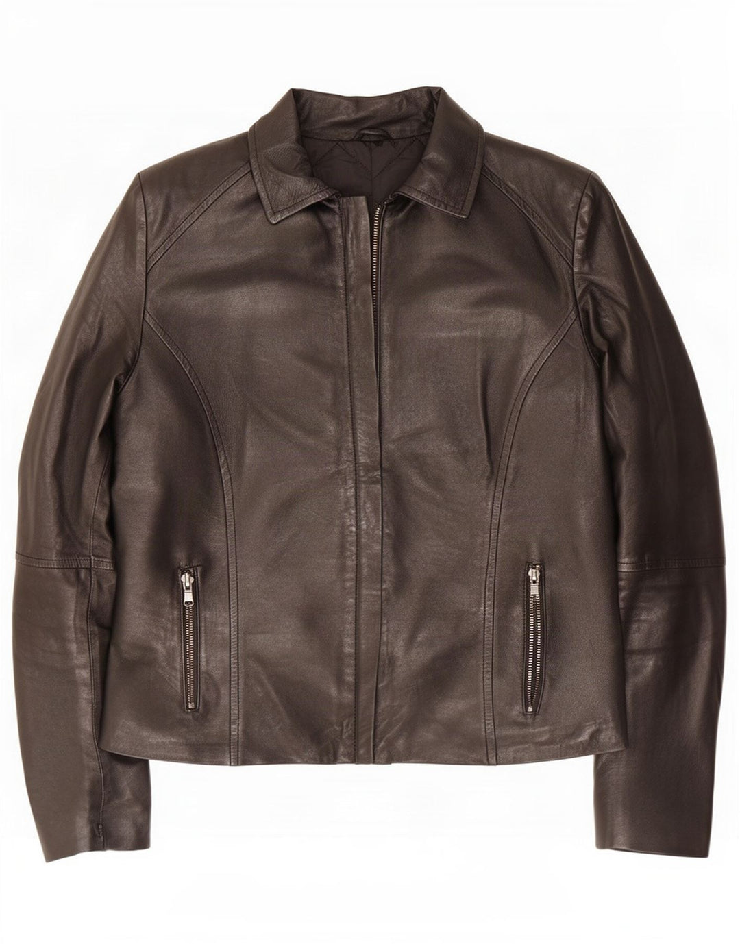 Jaqueta feminina vintage de couro para motociclista UK 14 grande preta