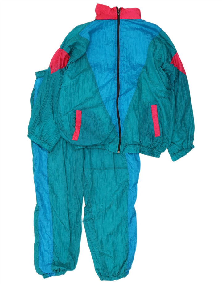 Fato de treino completo masculino vintage XL azul Colourblock Nylon