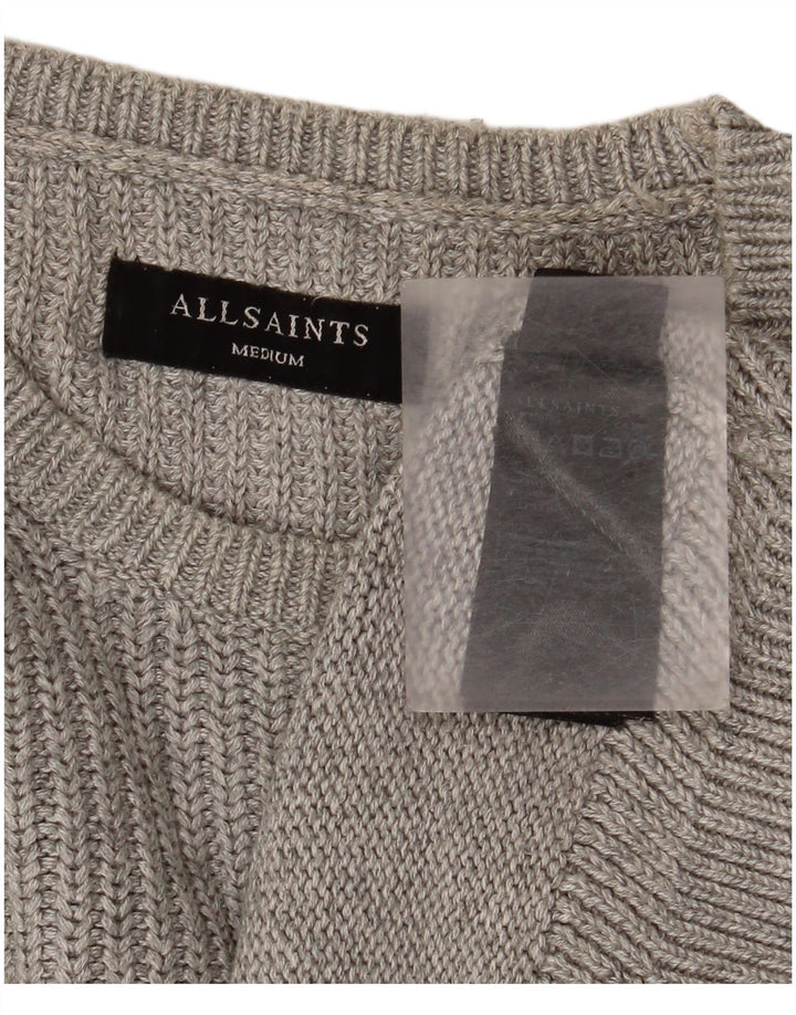 Suéter masculino All Saints com gola redonda e algodão cinza médio