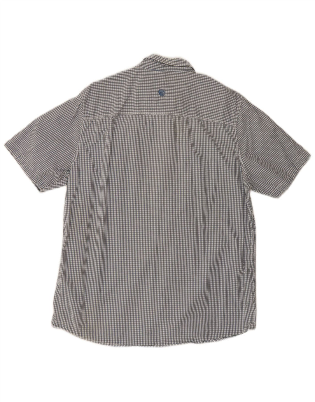 Camisa masculina de manga curta Fat Face grande algodão guingão azul