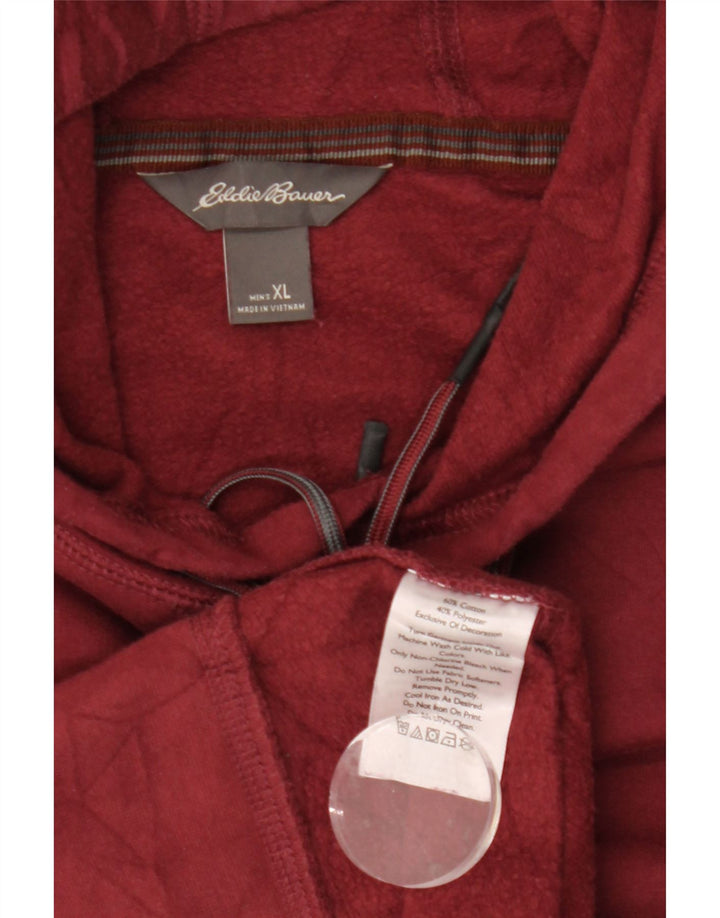 EDDIE BAUER Mens Hoodie Jumper XL Burgundy Cotton Vintage Eddie Bauer and Second-Hand Eddie Bauer from Messina Hembry 