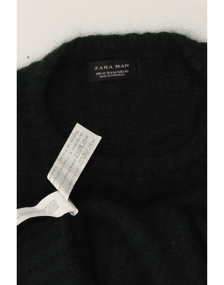Zara Suéter masculino com gola redonda e acrílico verde médio