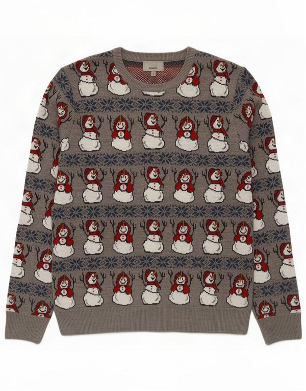 Suéter masculino Marks & Spencer com gola redonda grande Natal cinza