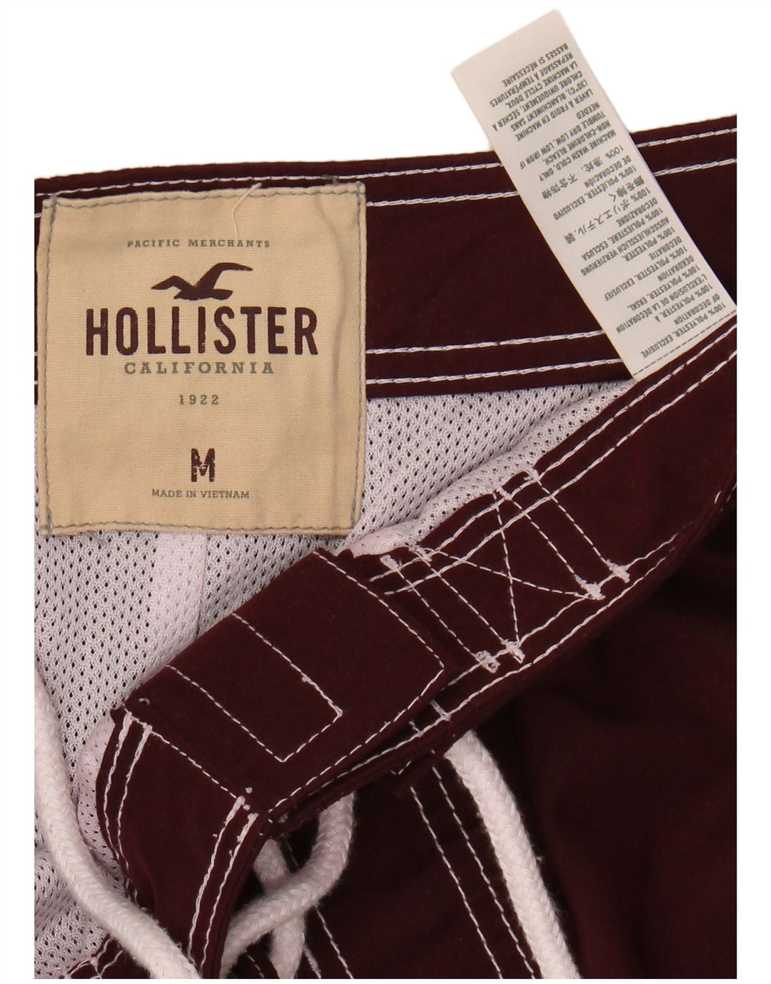 Shorts de natação masculino HOLLISTER médio poliéster cor de vinho