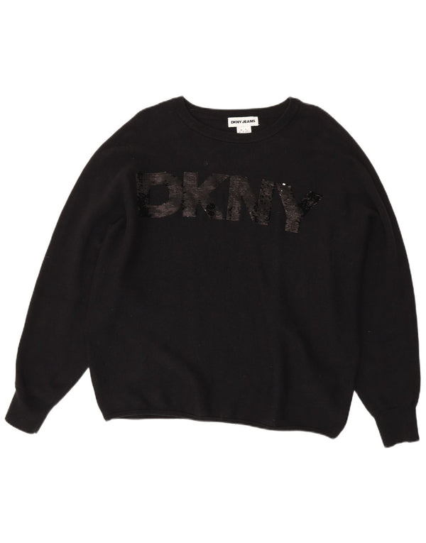 Suéter feminino Dkny com ajuste relaxado e gola redonda Reino Unido 18 XL preto
