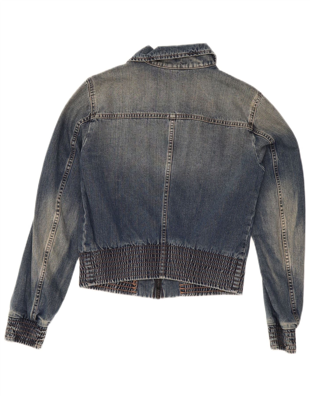 Jaqueta jeans feminina Sisley UK 10 algodão azul pequeno
