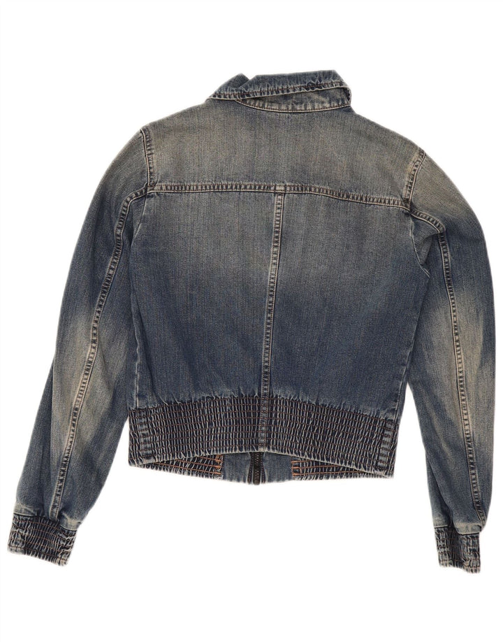 Jaqueta jeans feminina Sisley UK 10 algodão azul pequeno