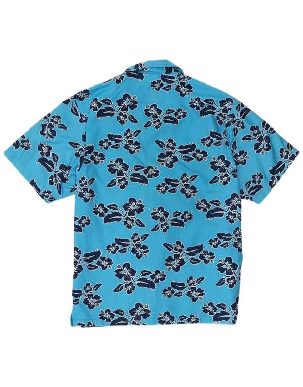 Astrolabio Camisa masculina de manga curta grande poliéster floral azul