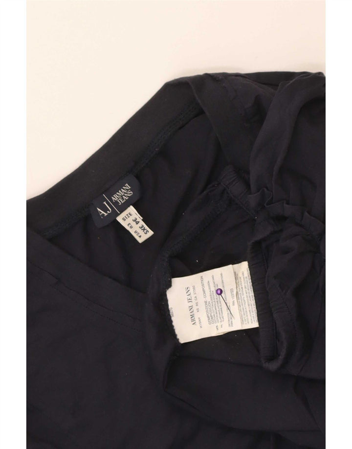Blusa gráfica feminina Armani Top EU 34 2XS azul marinho algodão